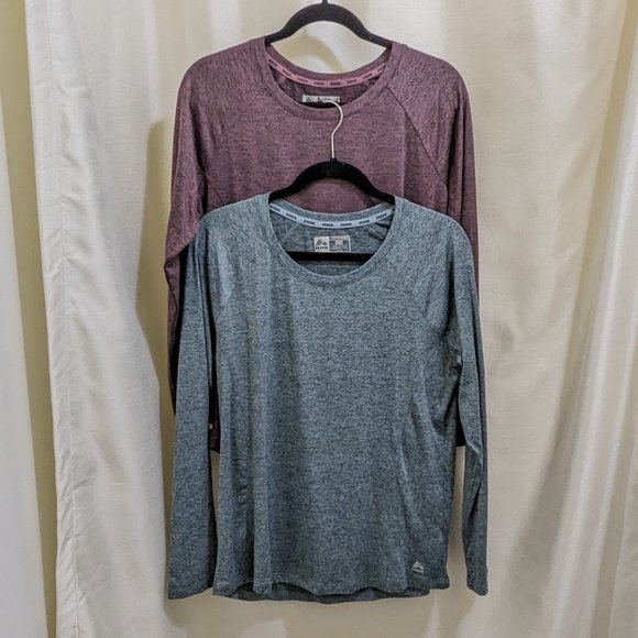 RBX Tops - 2 RBX Performance Active Wear Tops - Sz L - Heather Gray & Purple